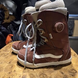 Brown Snowboard Boots with White Accents